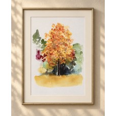 “Breath of Autumn. October” – Original Watercolor Autumn Landscape | Marina Stognieva